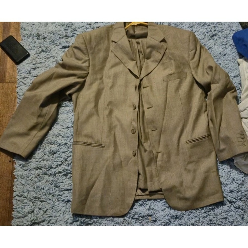 Zandello Men's 2-Piece Suit 42R Jacket 36R‎ Pants Tan Brown Dress Suit